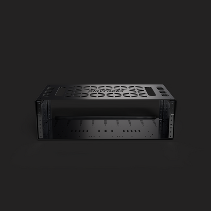 3RU Aluminum rack mount frame designed for Ableton Operators, Musical Directors, audio engineers or light engineers to carry electronic equipment such as audio interfaces for live touring