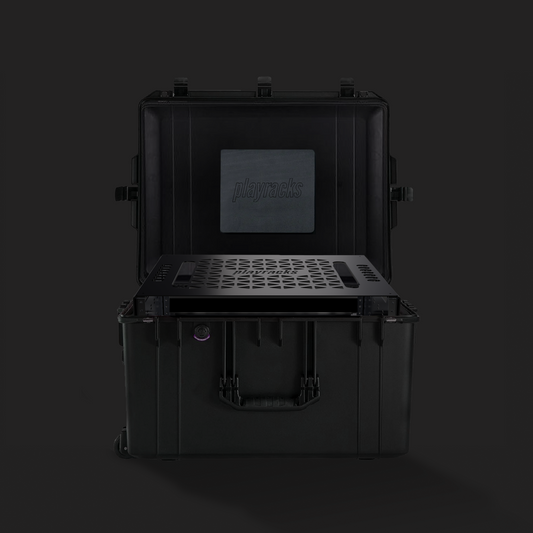 3RU Aluminum rack mount frame designed for Ableton Operators, Musical Directors, audio engineers or light engineers to carry electronic equipment such as audio interfaces for live touring
